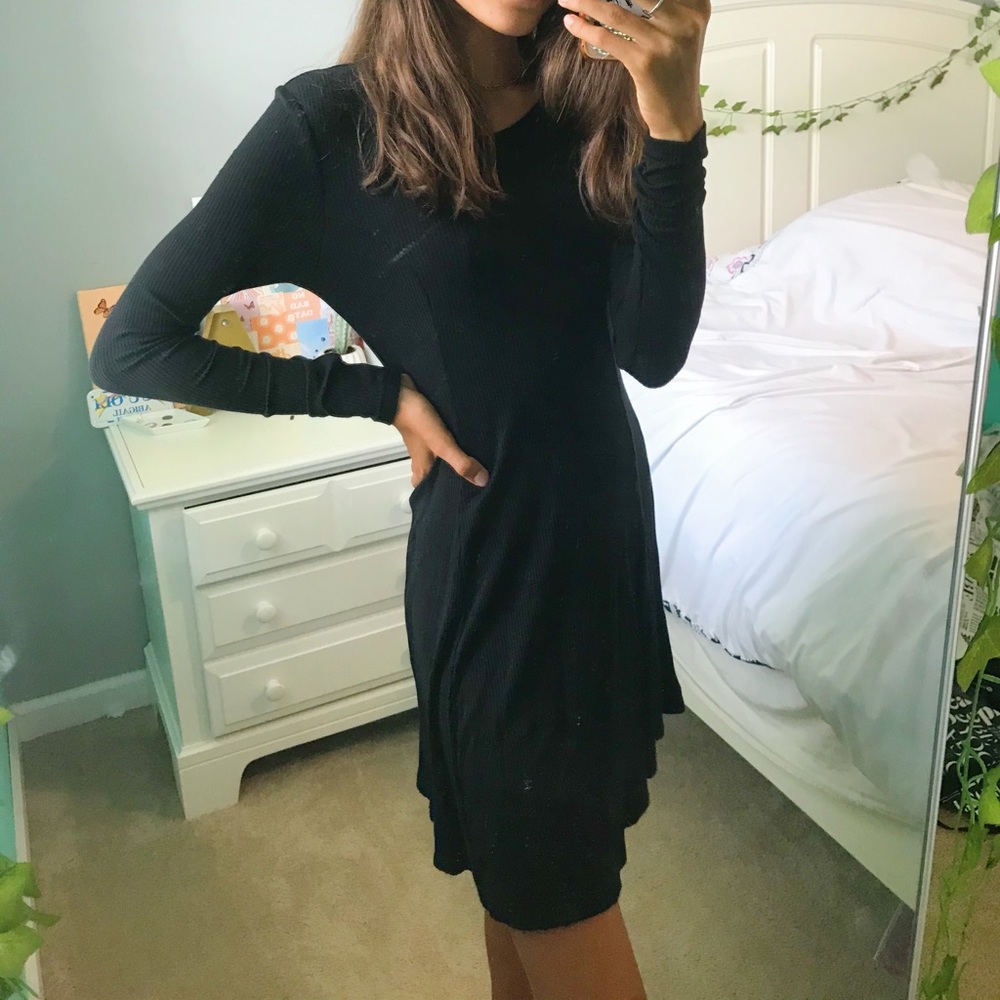 ribbed black long sleeve forever 21 dress